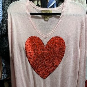 Wildfox sequin heart sweater EUC